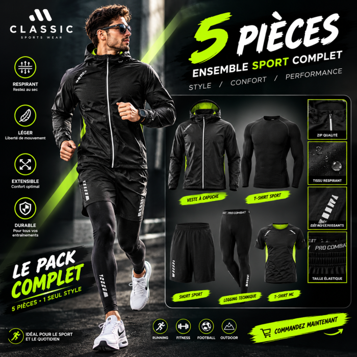Pack Set Combo 5 Piece - Noir/Vert