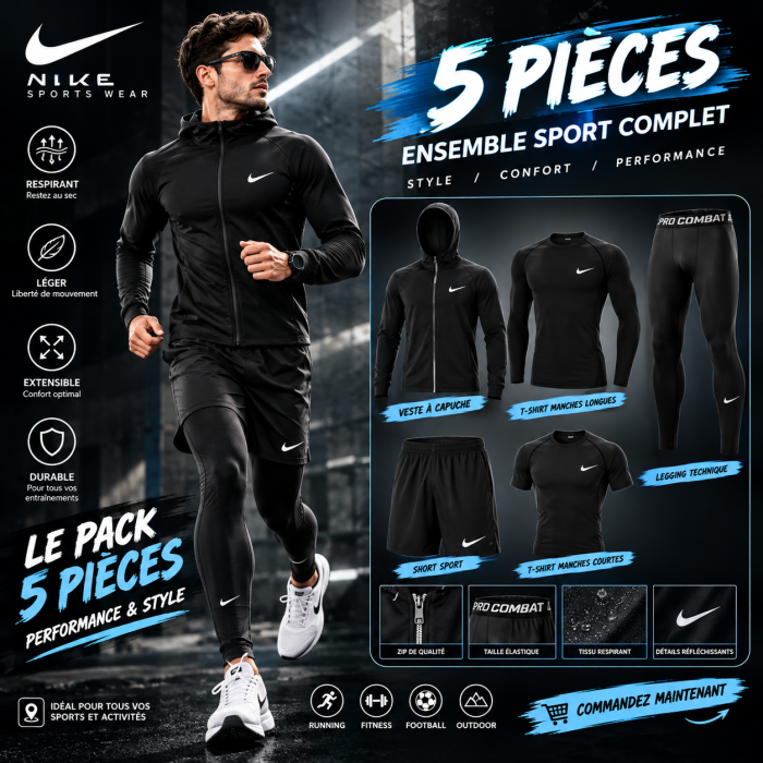 Pack Set Combo 5 Piece Nike - Noir