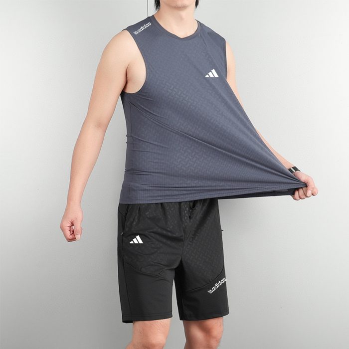 Ensemble Adidas Sans Manche – Bleu